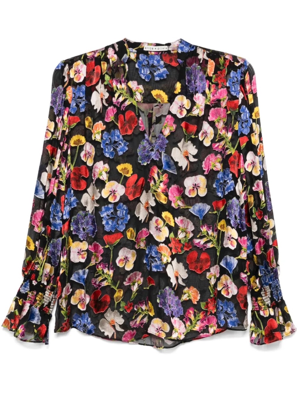 Alice + Olivia Onica Floral Print Blouse - Picture 2 of 10